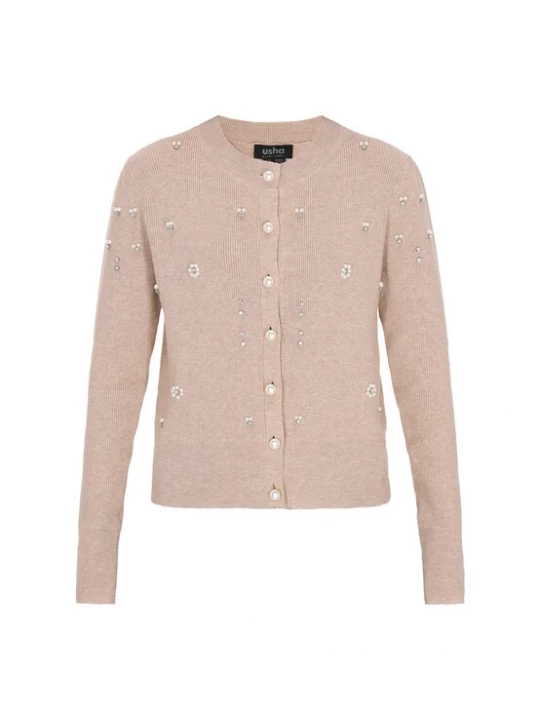 Foto van product usha BLACK LABEL Gebreid vest beige gemêleerd