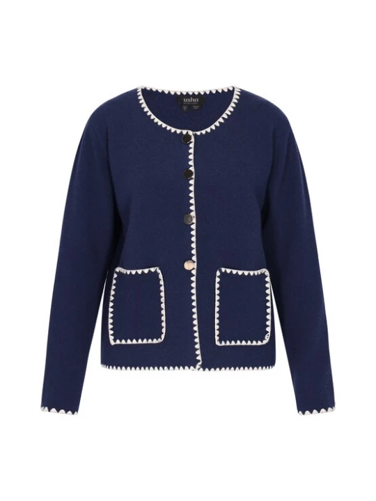 Foto van product usha BLACK LABEL Gebreid vest 'Classic' navy / wit
