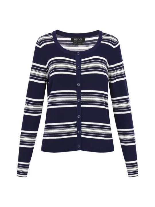 Foto van product usha BLACK LABEL Gebreid vest 'Classic' navy / wit