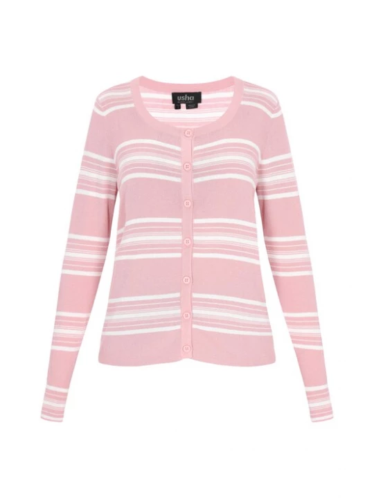 Foto van product usha BLACK LABEL Gebreid vest 'Classic' rosa / offwhite