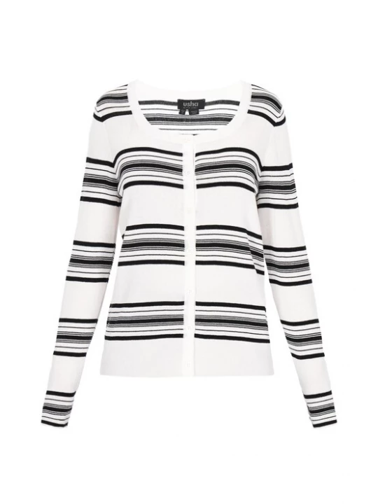 Foto van product usha BLACK LABEL Gebreid vest 'Classic' zwart / offwhite