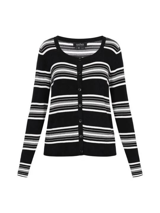 Foto van product usha BLACK LABEL Gebreid vest 'Classic' zwart / wit