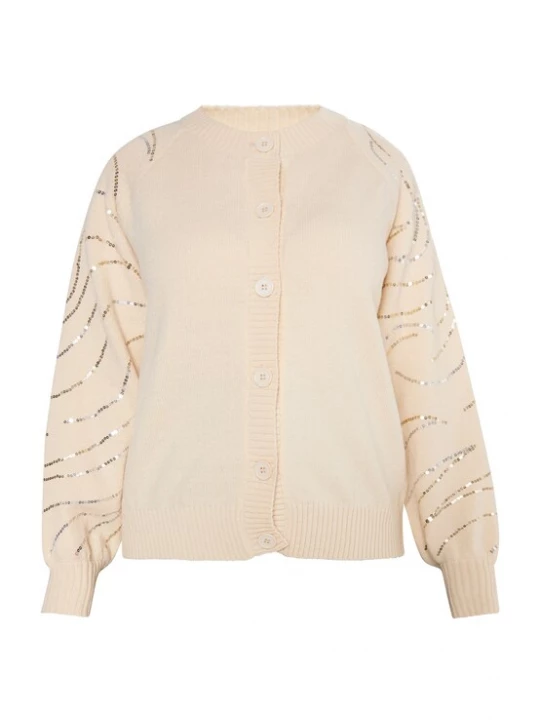 Foto van product usha BLACK LABEL Gebreid vest crème / goud / zilver