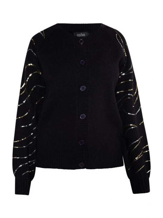 Foto van product usha BLACK LABEL Gebreid vest goud / zwart
