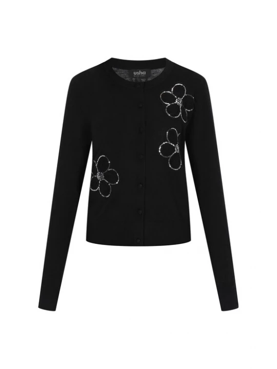 Foto van product usha BLACK LABEL Gebreid vest goud / zwart