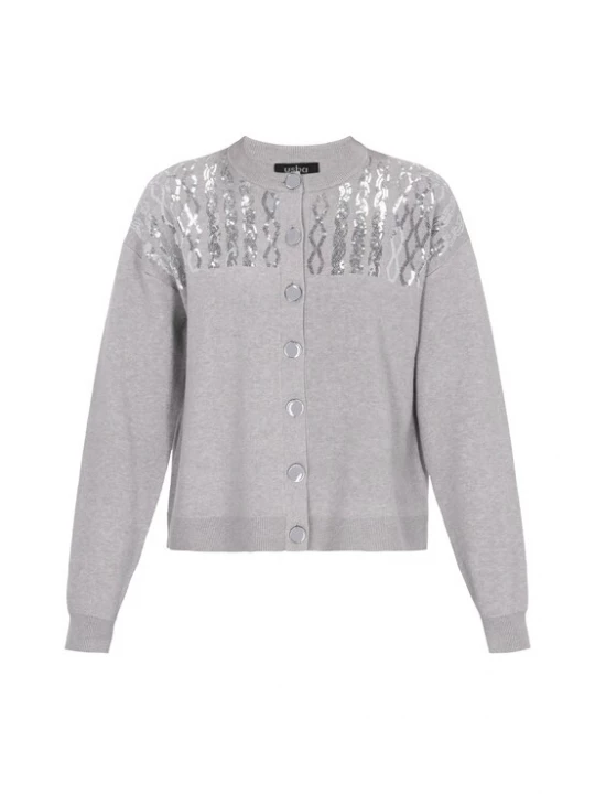 Foto van product usha BLACK LABEL Gebreid vest grijs gemêleerd