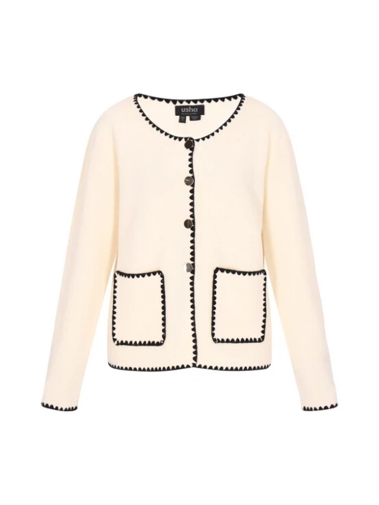 Foto van product usha BLACK LABEL Gebreid vest ivoor / zwart