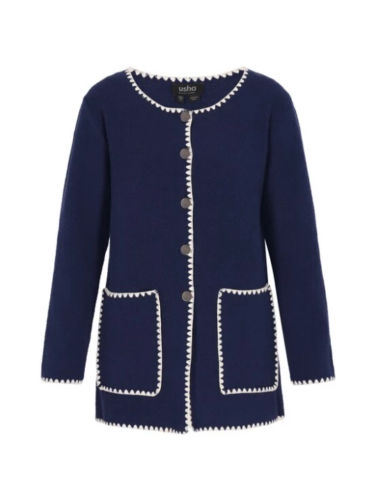 Foto van product usha BLACK LABEL Gebreid vest navy / wit