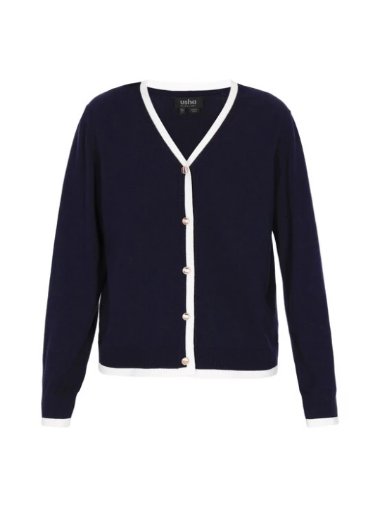 Foto van product usha BLACK LABEL Gebreid vest navy / wit