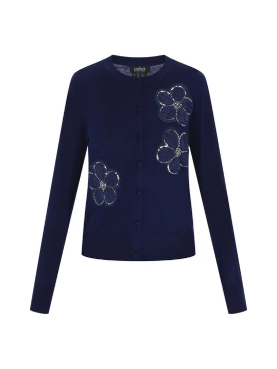 Foto van product usha BLACK LABEL Gebreid vest navy / zilver