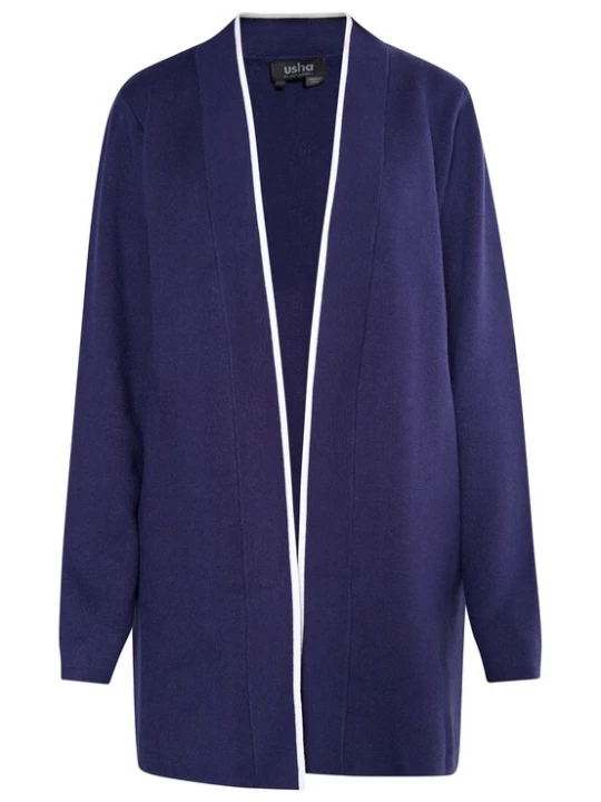 Foto van product usha BLACK LABEL Gebreid vest 'Nowles' marine / wit