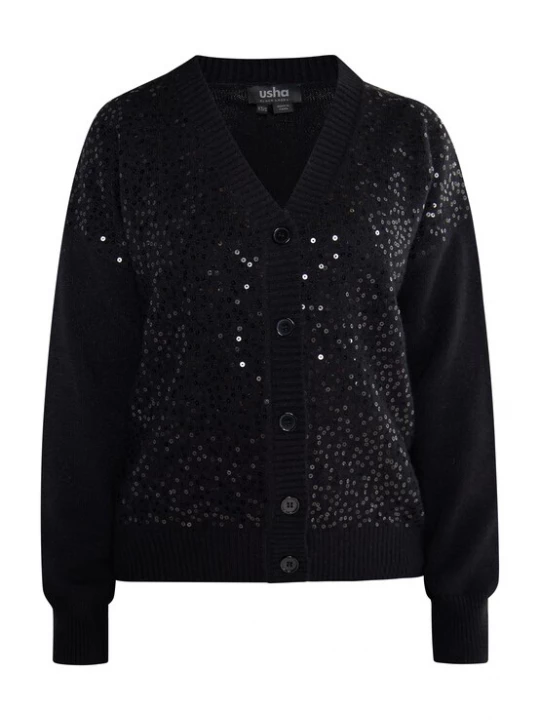 Foto van product usha BLACK LABEL Gebreid vest 'Nowless' zwart