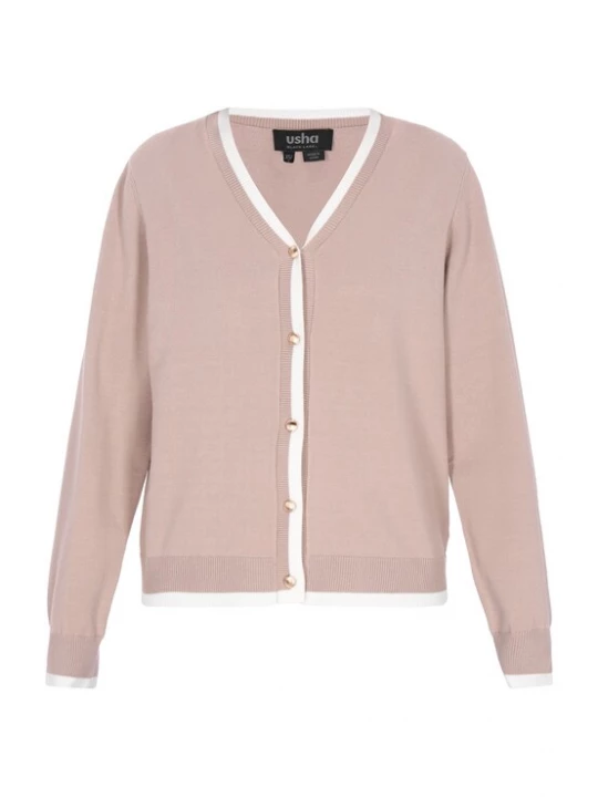 Foto van product usha BLACK LABEL Gebreid vest taupe / wit