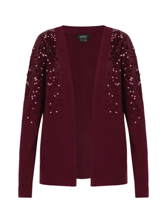 Foto van product usha BLACK LABEL Gebreid vest wijnrood