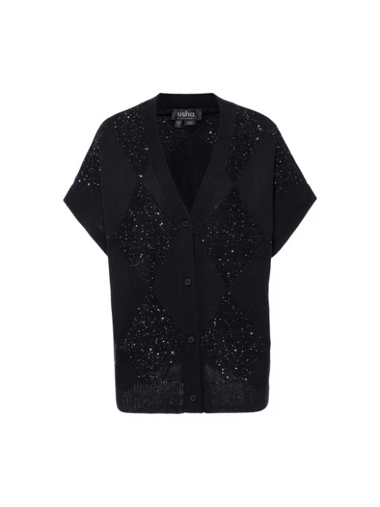 Foto van product usha BLACK LABEL Gebreid vest zwart