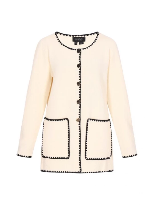 Foto van product usha BLACK LABEL Gebreid vest zwart / offwhite