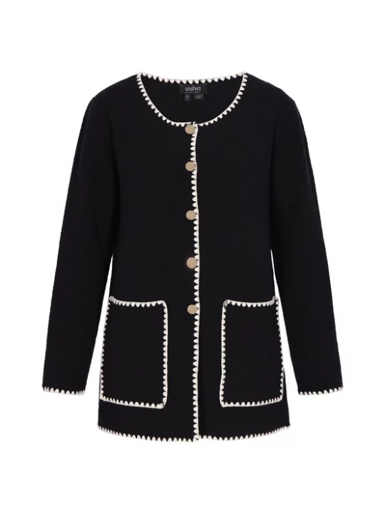 Foto van product usha BLACK LABEL Gebreid vest zwart / offwhite