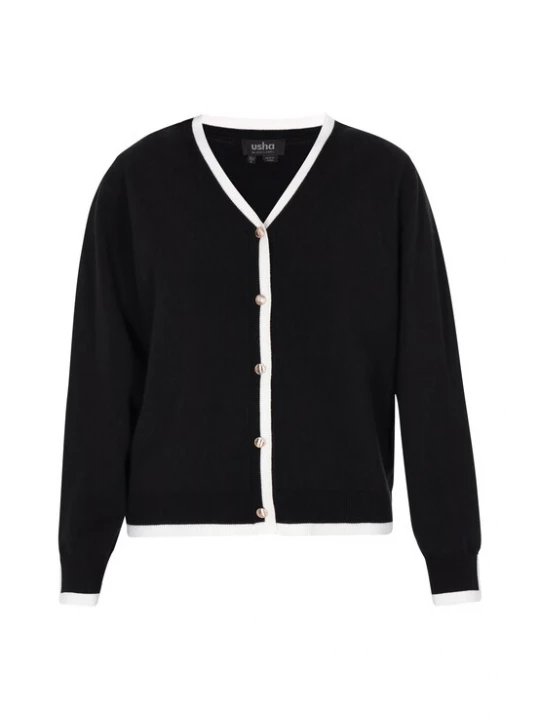 Foto van product usha BLACK LABEL Gebreid vest zwart / wit
