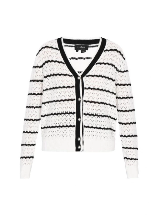 Foto van product usha BLACK LABEL Gebreid vest zwart / wit