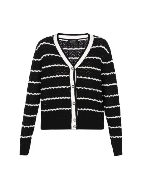 Foto van product usha BLACK LABEL Gebreid vest zwart / wit