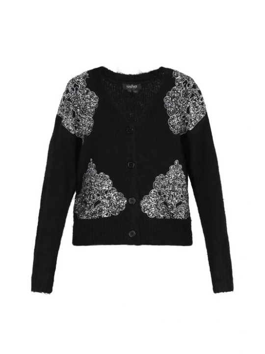 Foto van product usha BLACK LABEL Gebreid vest zwart / zilver
