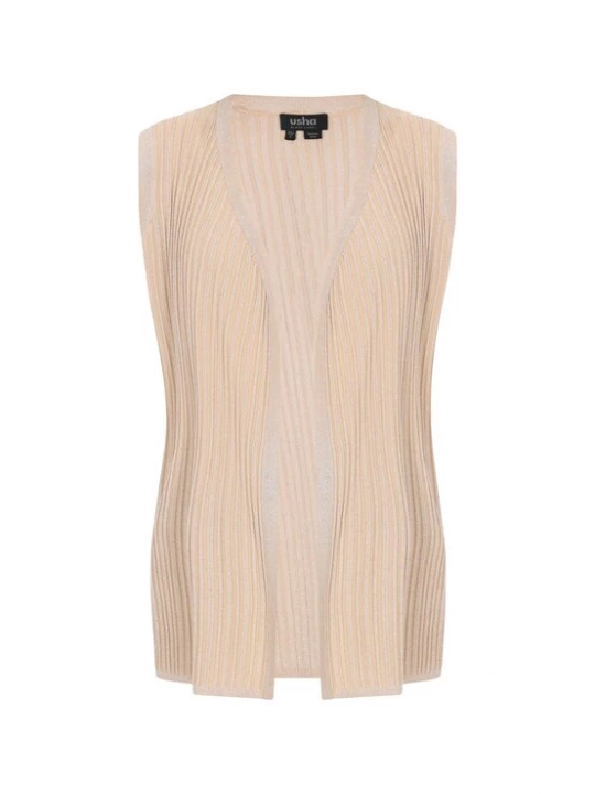 Foto van product usha BLACK LABEL Gebreide bodywarmer 'Classic' beige / zilver