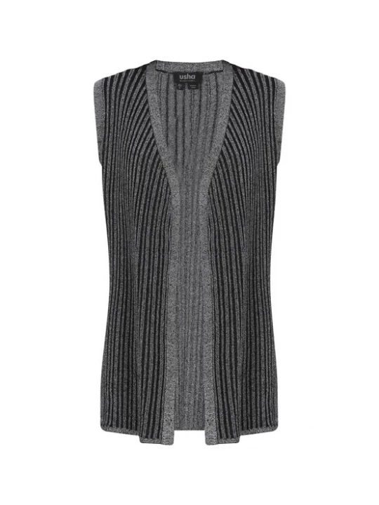 Foto van product usha BLACK LABEL Gebreide bodywarmer zwart / zilver