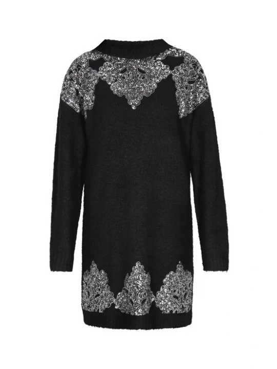 Foto van product usha BLACK LABEL Gebreide jurk zwart / zilver