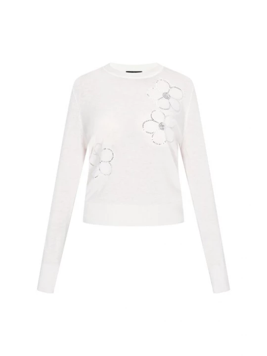 Foto van product usha BLACK LABEL Trui 'Casual' zilver / offwhite