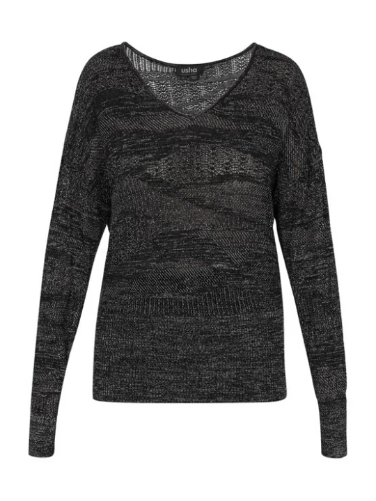 Foto van product usha BLACK LABEL Trui 'Fashion Look' zwart / zilver