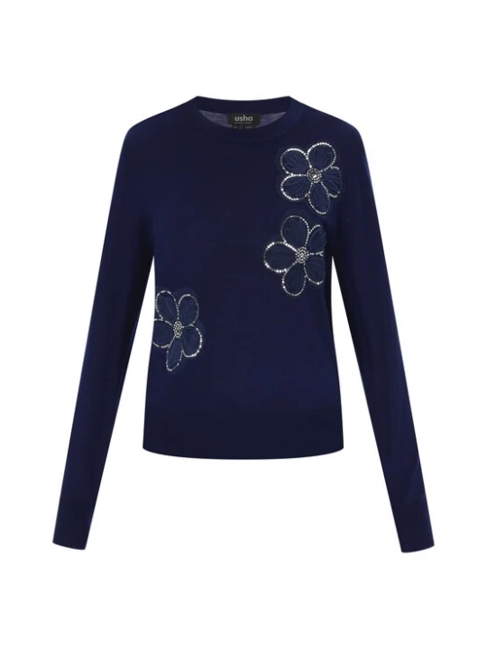 Foto van product usha BLACK LABEL Trui navy / zilver