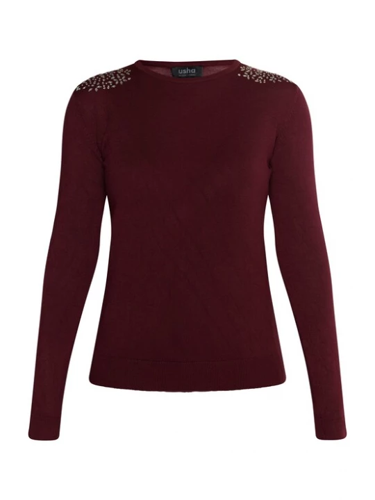 Foto van product usha BLACK LABEL Trui 'Nowles' wijnrood