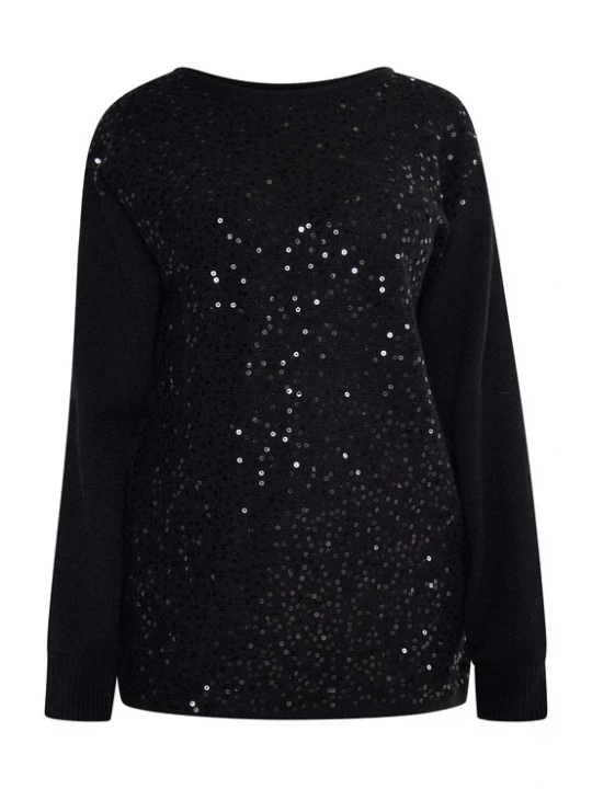 Foto van product usha BLACK LABEL Trui 'Nowles' zwart / zilver