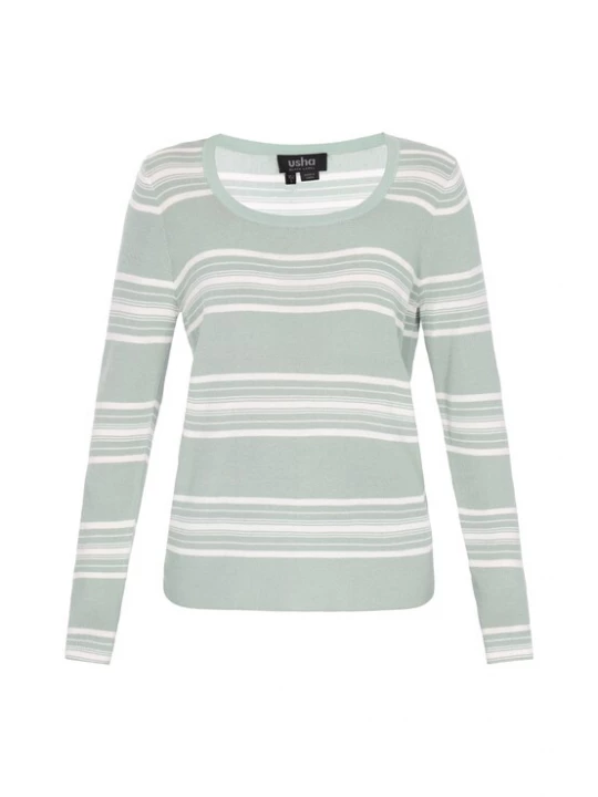Foto van product usha BLACK LABEL Trui pastelgroen / offwhite