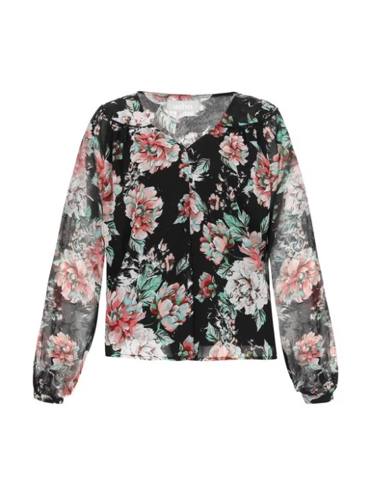 Foto van product Usha Blouse aqua / zalm roze / zwart / wit