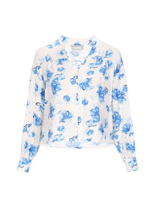 Foto van product Usha Blouse blauw / lichtblauw / donkerblauw / natuurwit