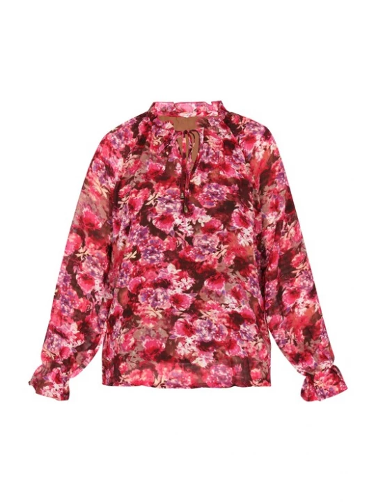 Foto van product Usha Blouse donkerlila / lichtroze / cranberry / wit