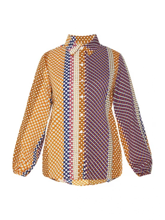 Foto van product Usha Blouse 'Fashion Look' donkerblauw / mandarijn / pink / wit