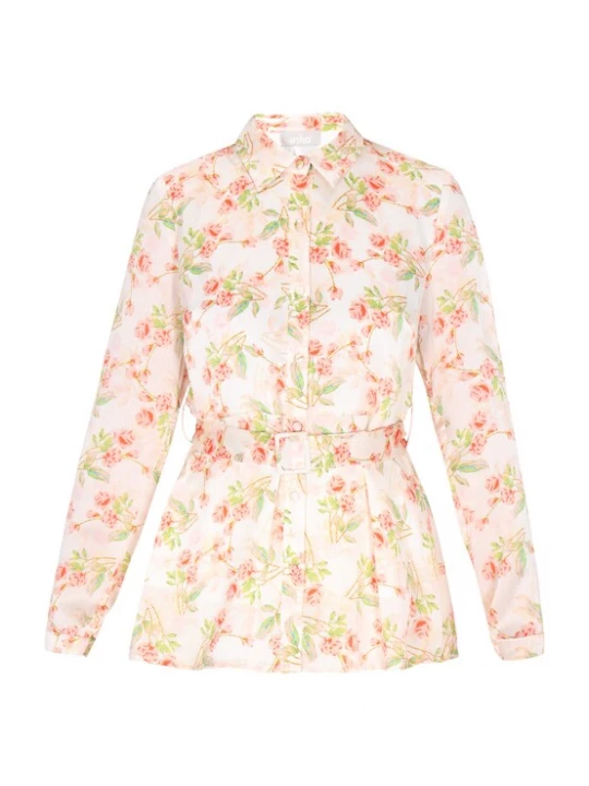 Foto van product Usha Blouse 'Fashion Look' turquoise / perzik / oranjerood / offwhite