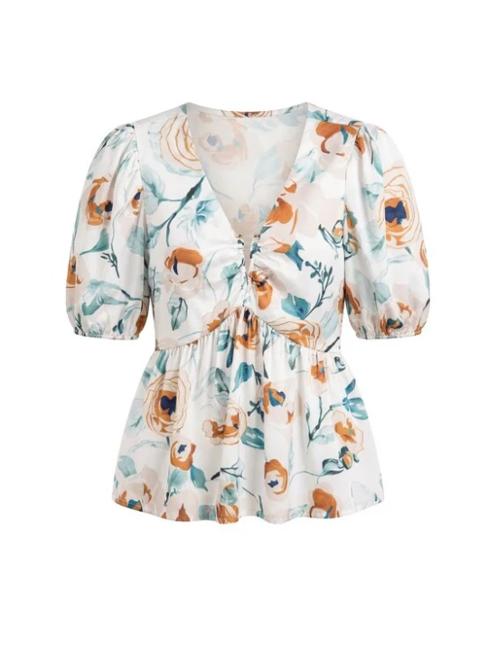 Foto van product Usha Blouse gemengde kleuren / wit