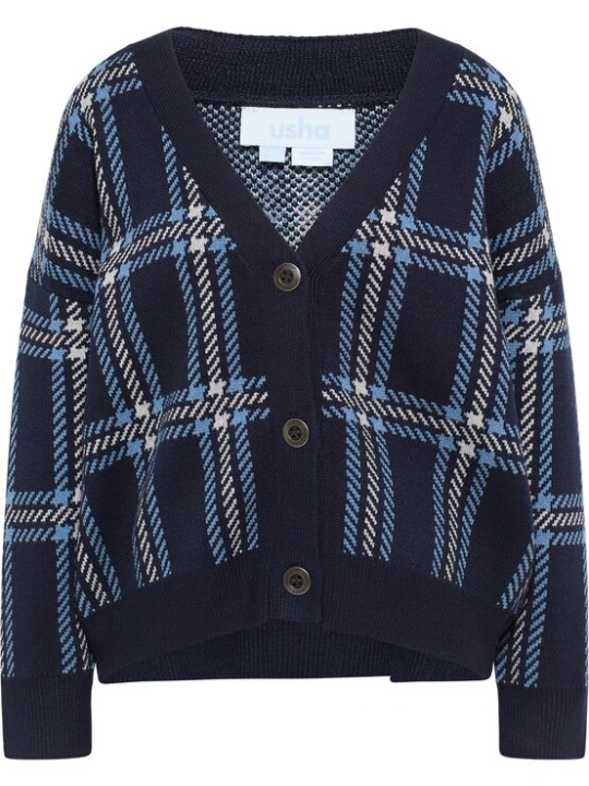 Foto van product usha BLUE LABEL Gebreid vest blauw / donkerblauw / wit