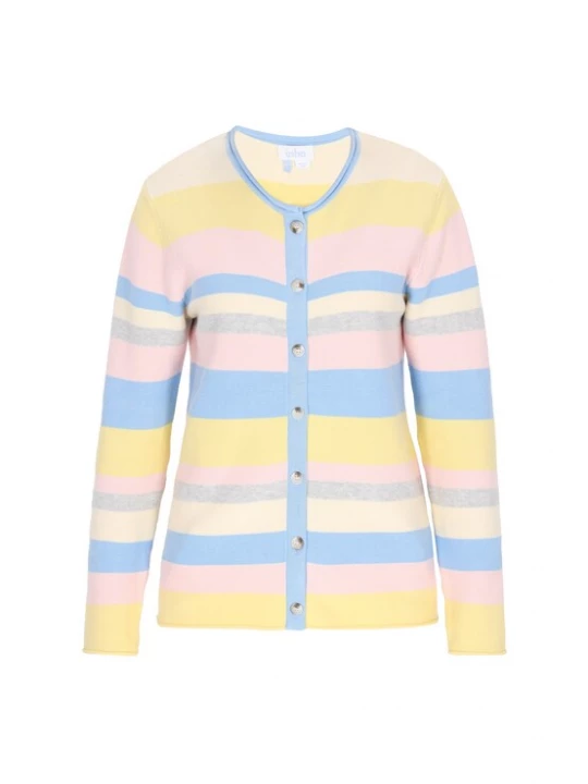 Foto van product usha BLUE LABEL Gebreid vest blauw / geel / lichtgrijs / lichtroze