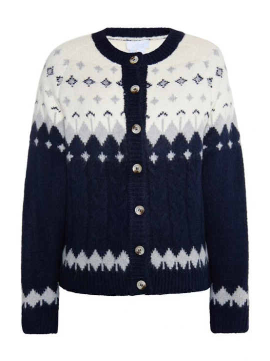 Foto van product usha BLUE LABEL Gebreid vest ecru / navy / lichtgrijs