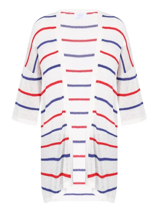 Foto van product usha BLUE LABEL Gebreid vest enziaan / rood / wit