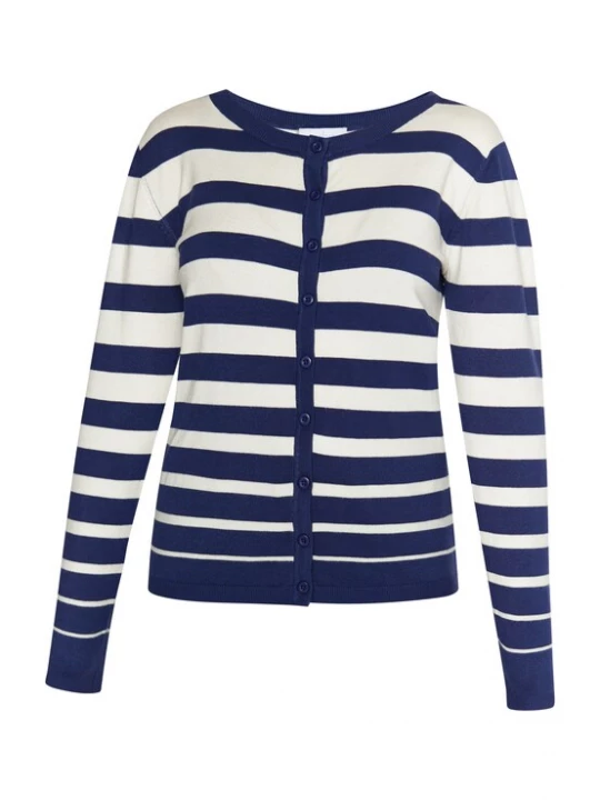 Foto van product usha BLUE LABEL Gebreid vest 'Fenia' marine / wit