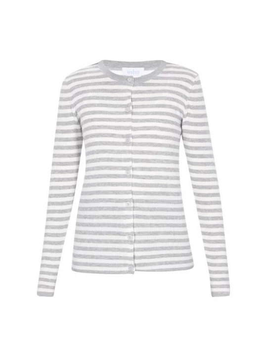 Foto van product usha BLUE LABEL Gebreid vest grijs gemêleerd / wit