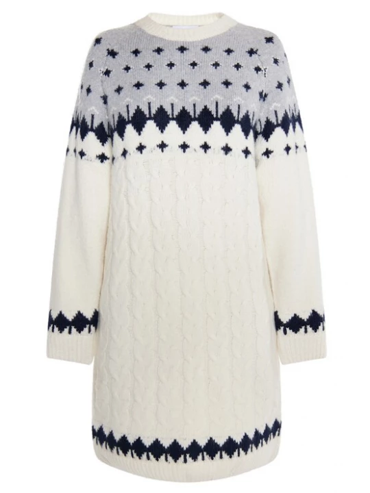 Foto van product usha BLUE LABEL Gebreide jurk blauw / lichtgrijs / wit