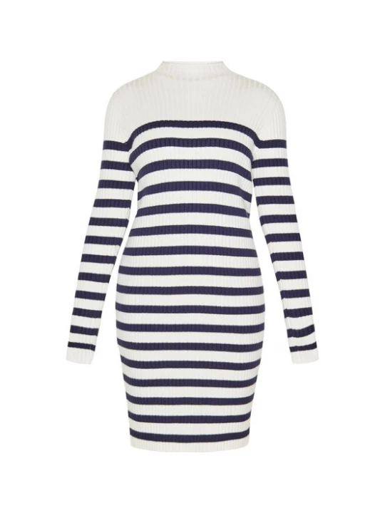 Foto van product usha BLUE LABEL Gebreide jurk 'Classic' marine / wit
