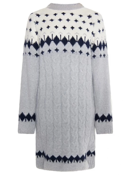 Foto van product usha BLUE LABEL Gebreide jurk ecru / grijs / zwart