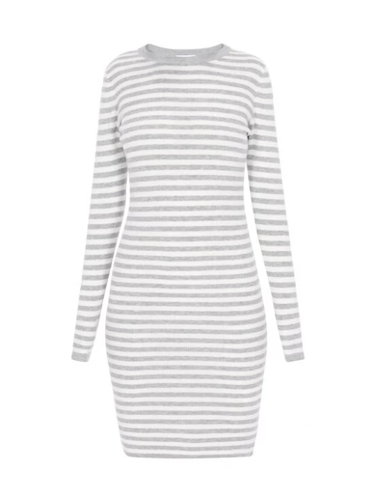 Foto van product usha BLUE LABEL Gebreide jurk grijs / wit